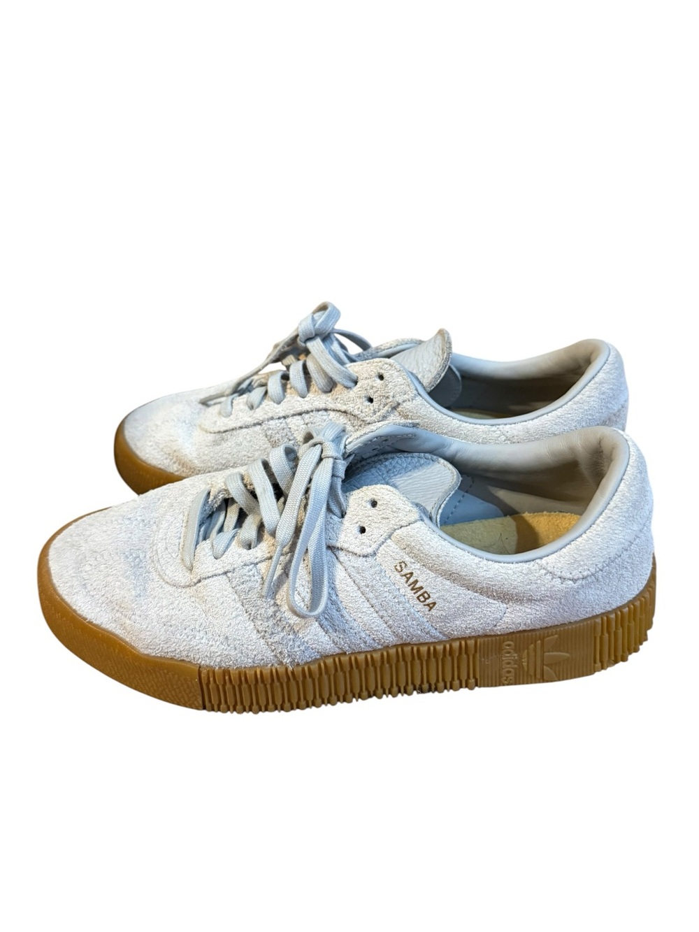 Adidas Samba Rose Suede Sneakers Light Blue Gum Sole Size 39.5/7.5